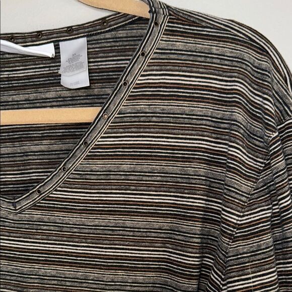 Liz Claiborne Striped Top with Grommet Accents - Picture 2 of 6